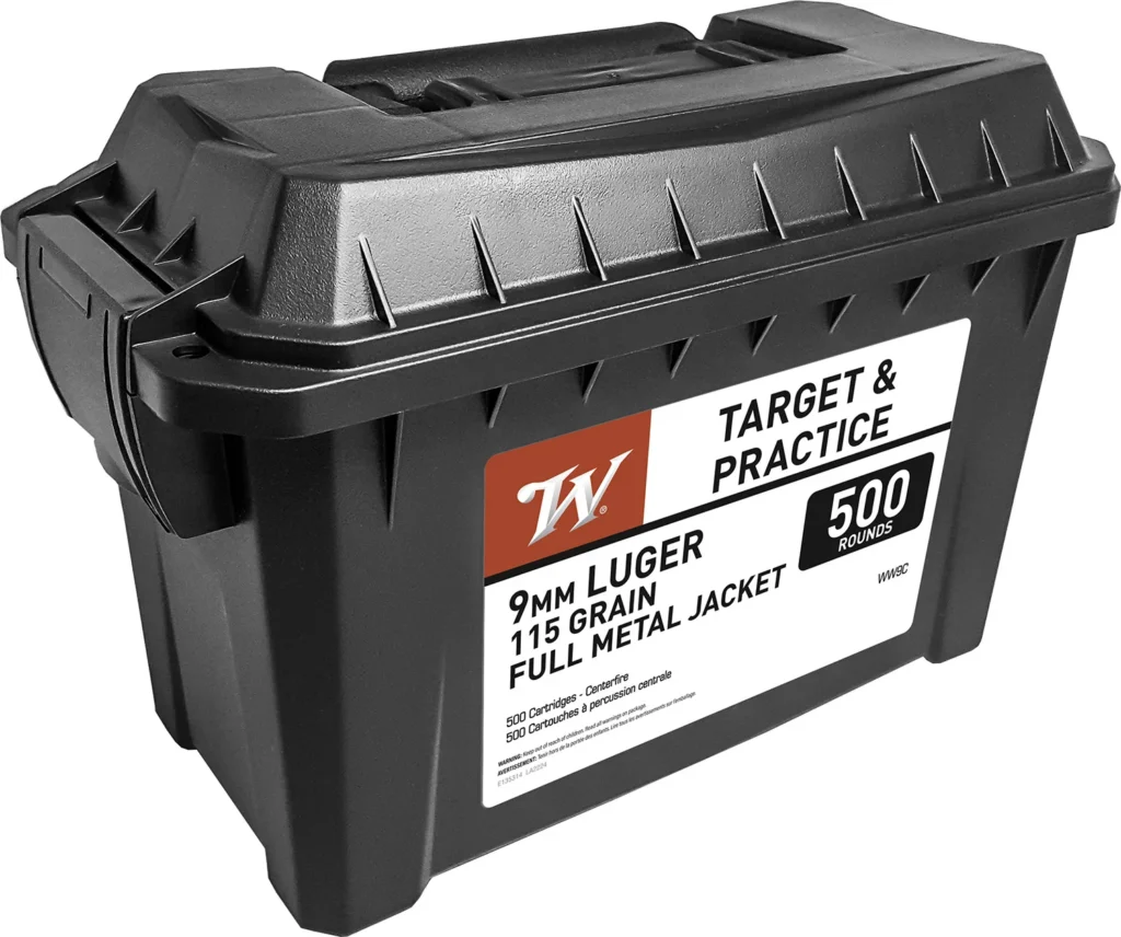 Winchester Ammo WW9C USA Ammo Can 9mmLuger 115gr Full Metal Jacket 500 Per Box/2 Case