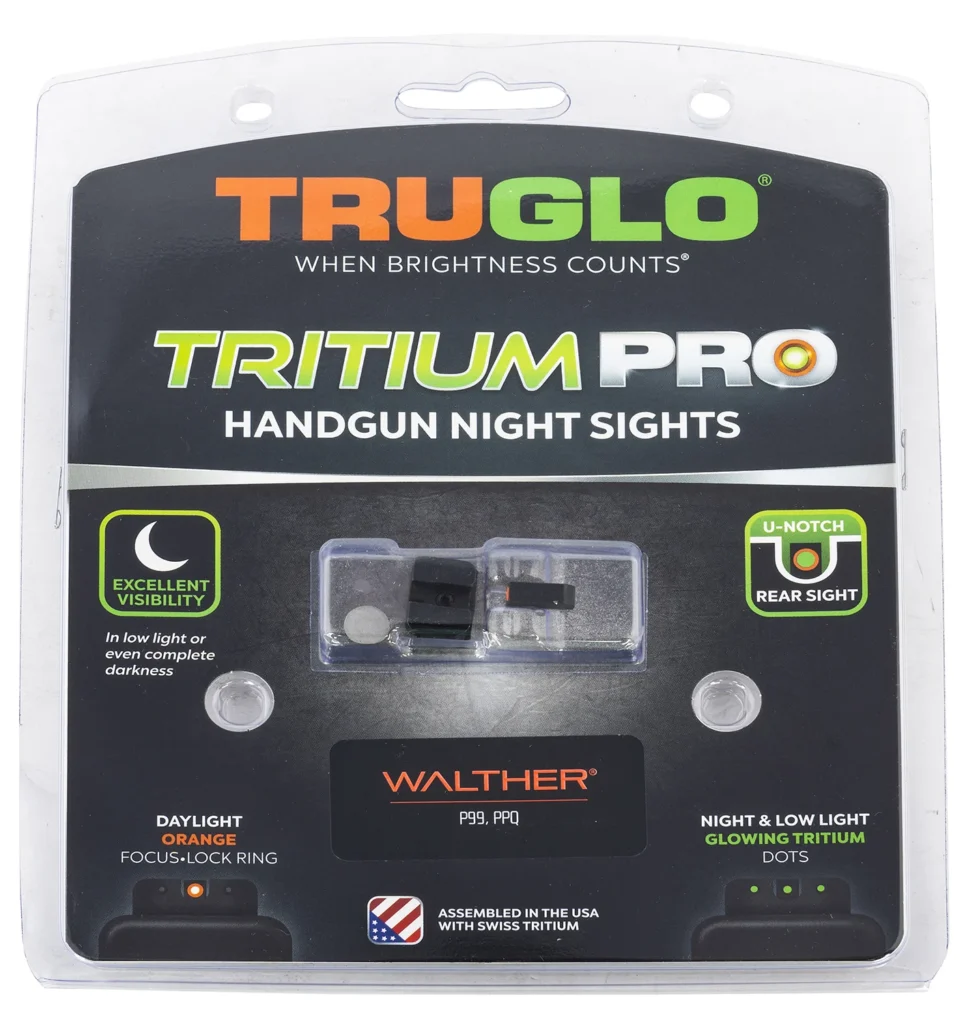 TruGlo TGTG231W1C Tritium Pro  Black | Green Tritium Orange Outline Front Sight Green Tritium Rear Sight