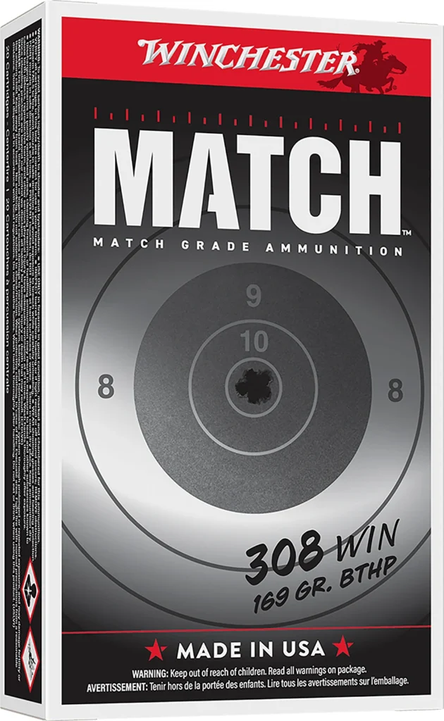 Winchester Ammo S308M2 Match Elite Marksman 308Win 169gr Sierra MatchKing BTHP 20 Per Box/10 Case