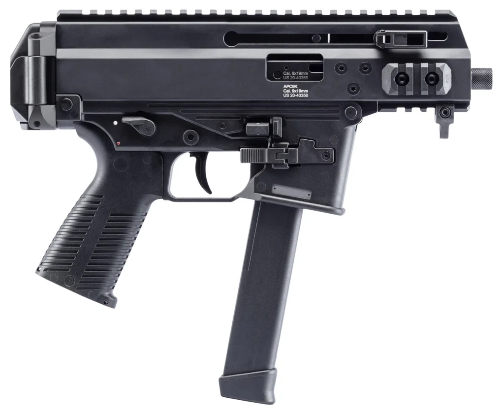 B&T Firearms 36176502G APC9K  9mm Luger 33+1 4.30" Black Steel Barrel, Black Picatinny Rail Receiver, Brace Adapter, Black Polymer Grips, Ambidextrous
