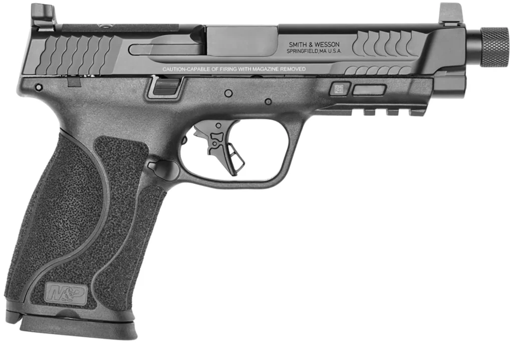 Smith & Wesson 13586 M&P M2.0  Full Size 45 ACP 10+1, 5.12" Black Armornite Steel Threaded Barrel & Optic Ready/Serrated Slide, Matte Black Polymer Frame w/Picatinny Rail