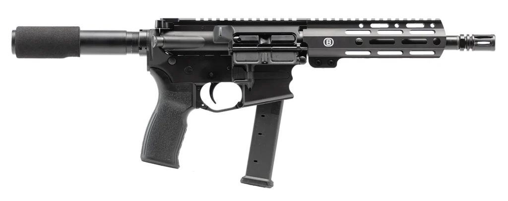 Bersa BAR9GL8BSC AR9  9mm Luger 27+1 8" Barrel, KAW Valley XL Compensator, Hard Coat Anodized Metal Finish, M-Lok Handguard, Magpul MOE+ Grip, Manual Safety