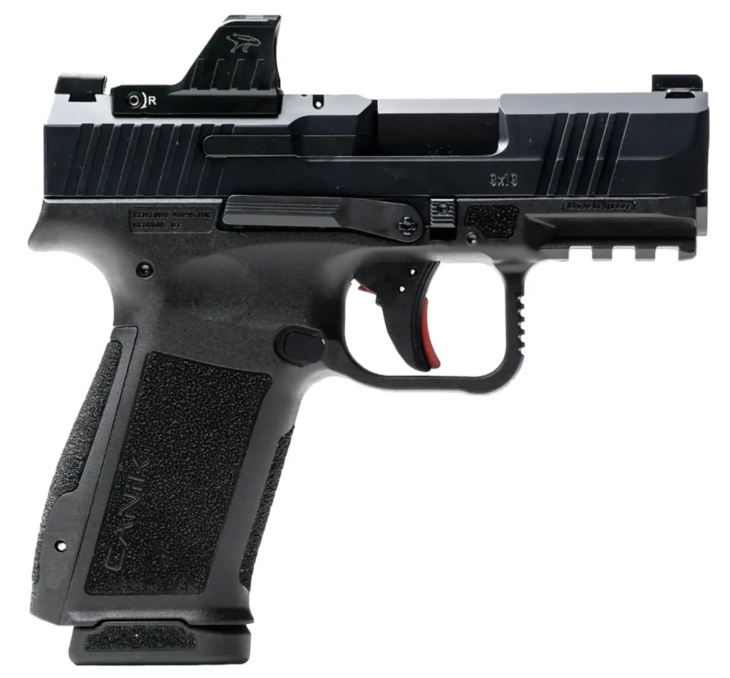 Canik HG7882VN Mete MC9L 17+1 9mm Luger Black Sub-Compact Frame 3.18" Steel Barrel Black, Nitride Serrated Steel Slide, Black Polymer Frame w/Picatinny Rail, MeCanik MO1 Red Dot