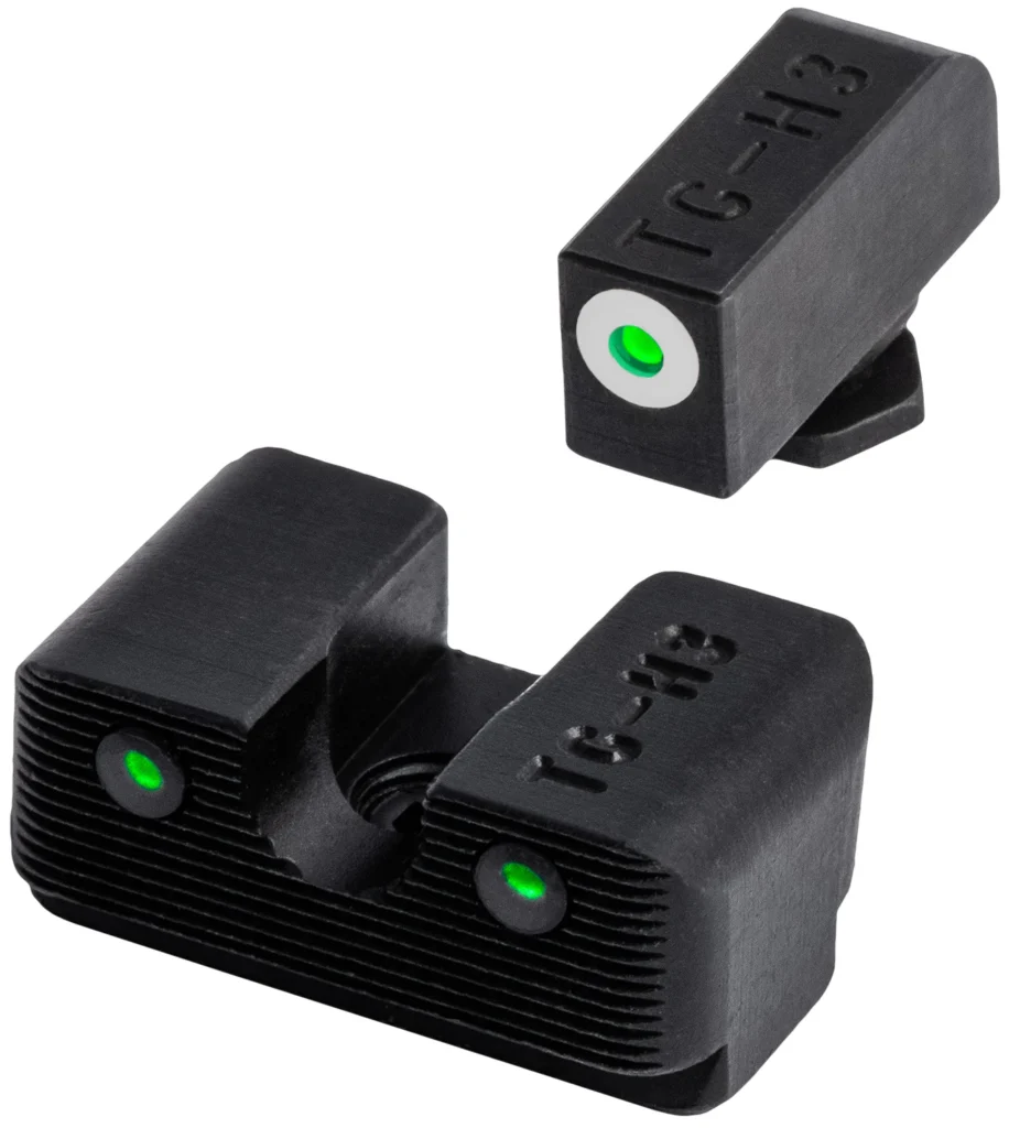 TruGlo TG231G1W Tritium Pro  Low, White Outline Tritium Front/Green Tritium Rear/Black Nitride Fortress Frame, Compatible w/Most Glock Except MOS, Front Post/Rear Dovetail Mount