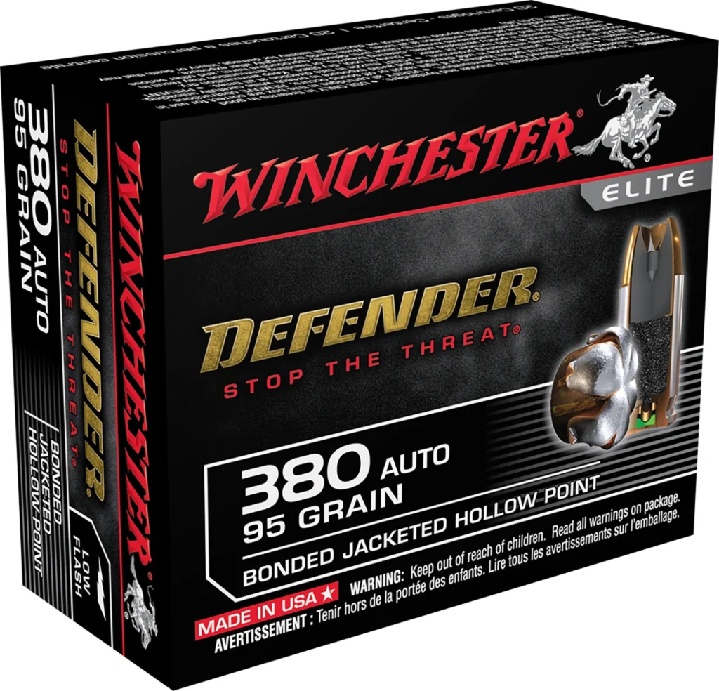 Winchester Ammo S380PDB Defender  380ACP 95gr Bonded Jacket Hollow Point 20 Per Box/10 Case