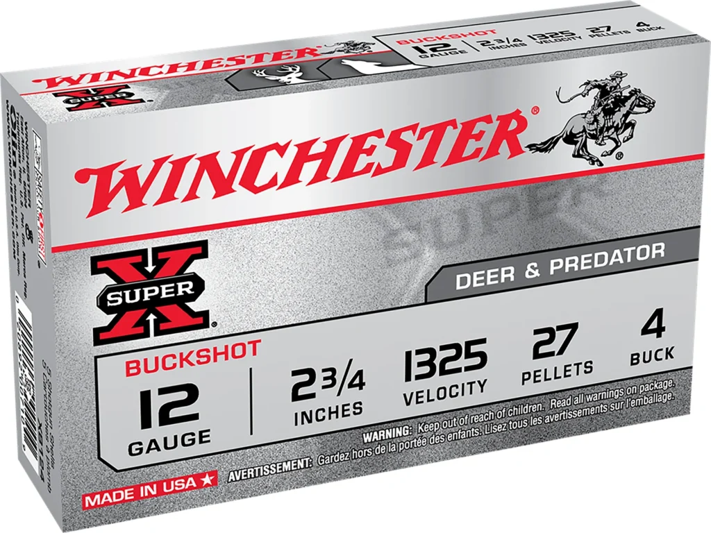 Winchester Ammo XB124 Super X  12Gauge 2.75" 27Pellets 4Buck Shot 5 Per Box/50 Case